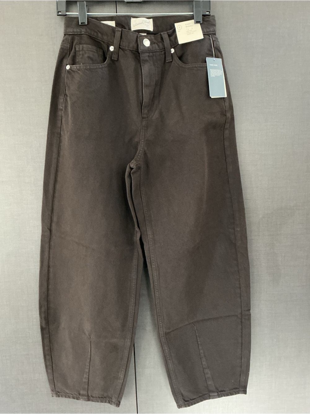 Espresso Brown Mid Rise Barrel Jean NWT